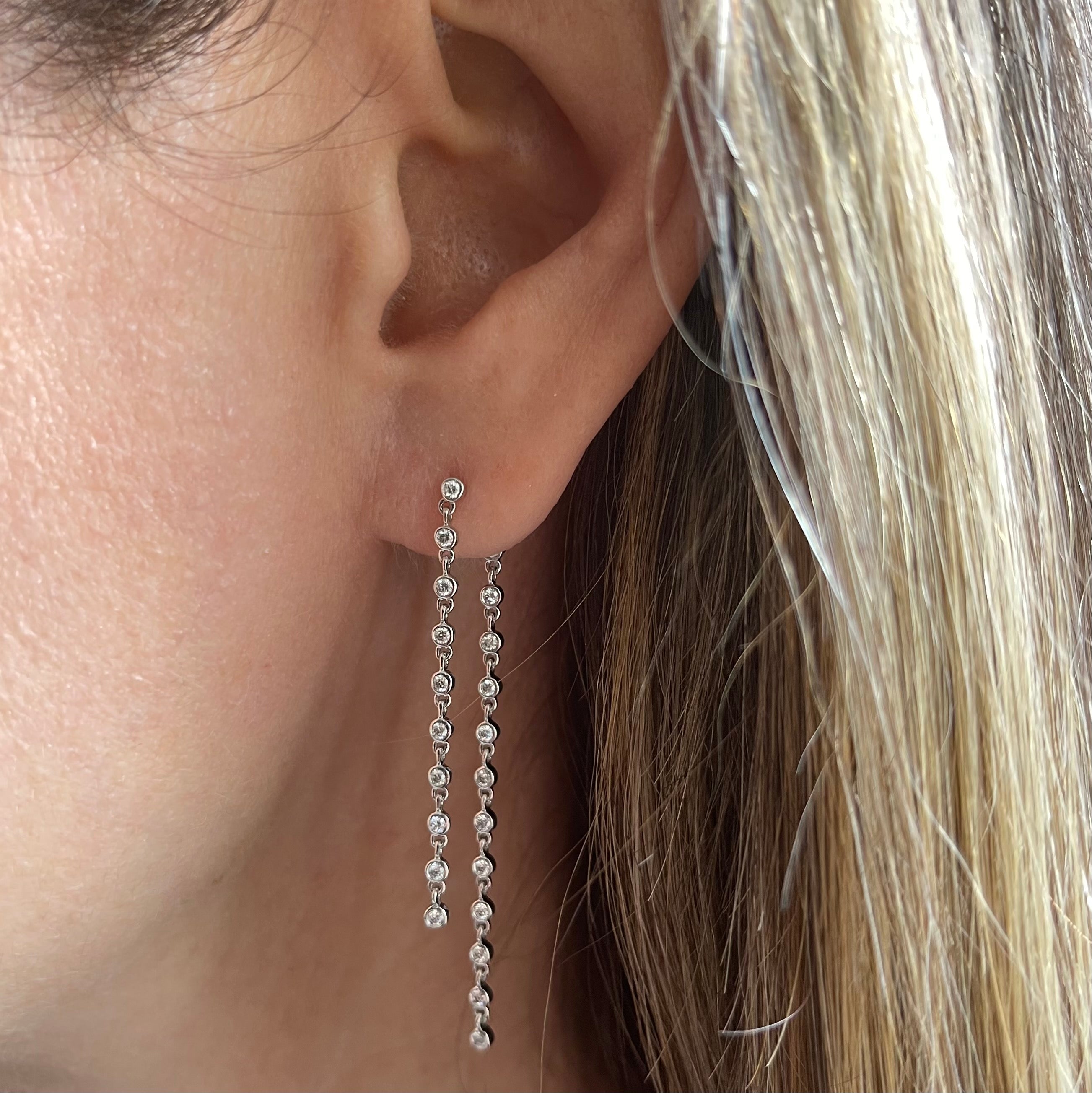 Long Diamond Bezel Earring