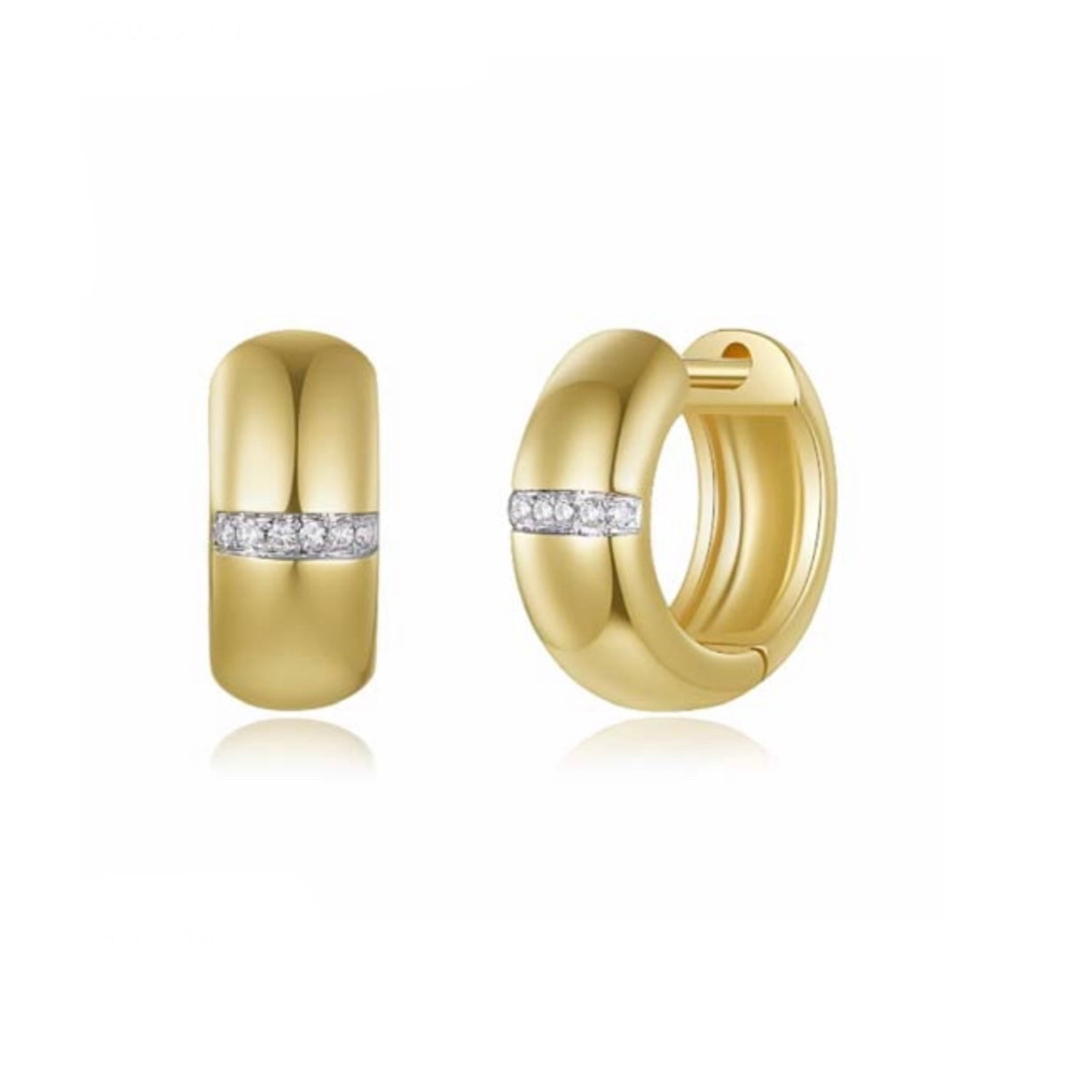 Gold Wide Diamond Huggie Earring