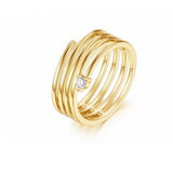 Spiral Gold And Diamond Ring