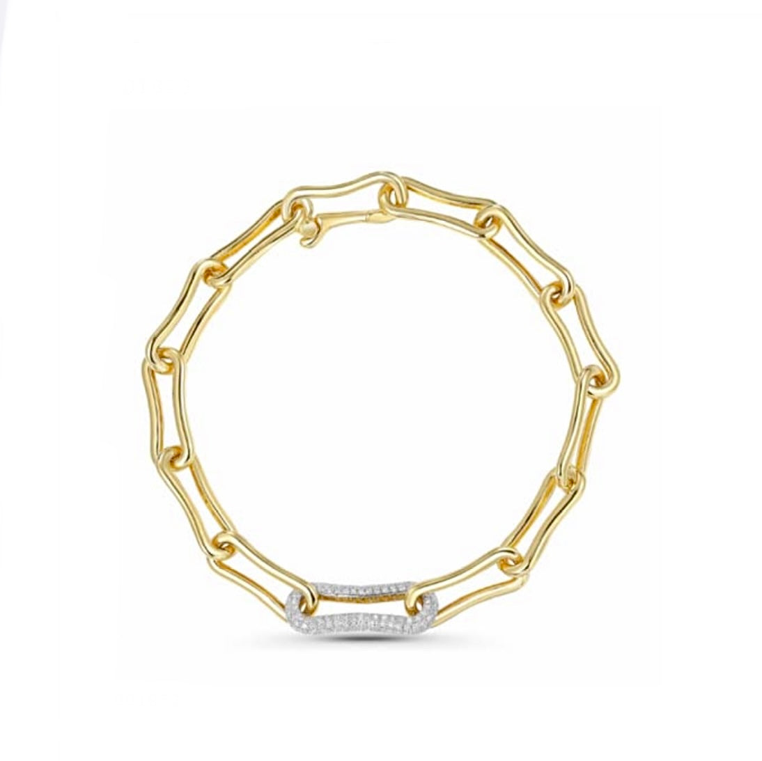 Bamboo Chain Link With One Diamond Link Bracelet