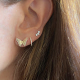 Gold Butterfly Stud Earrings With Diamond Edge