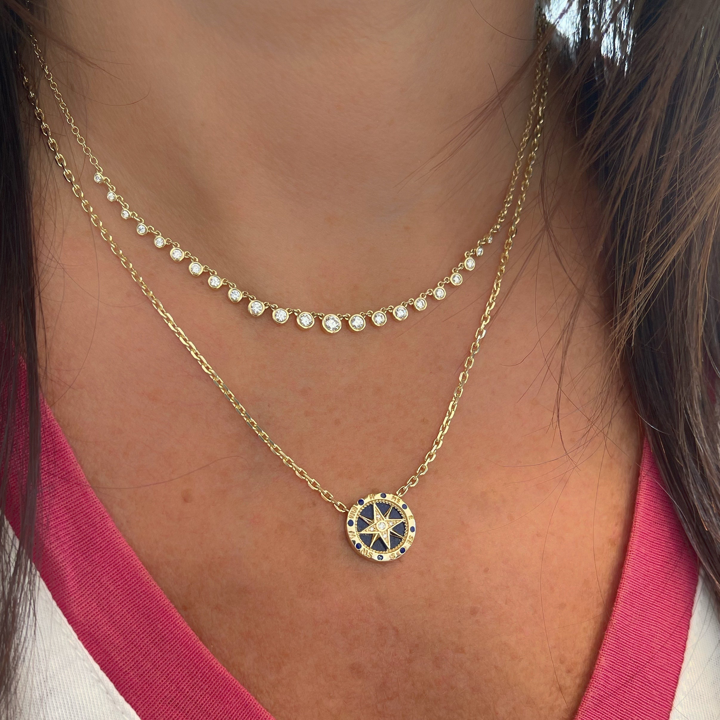 Three Diamond Bezel Necklace Yellow Gold | Scarlett Jewellery Label