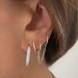 Rounded Rectangular Diamond Hoop Earrings