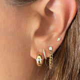 Gold Wide Diamond Huggie Earring