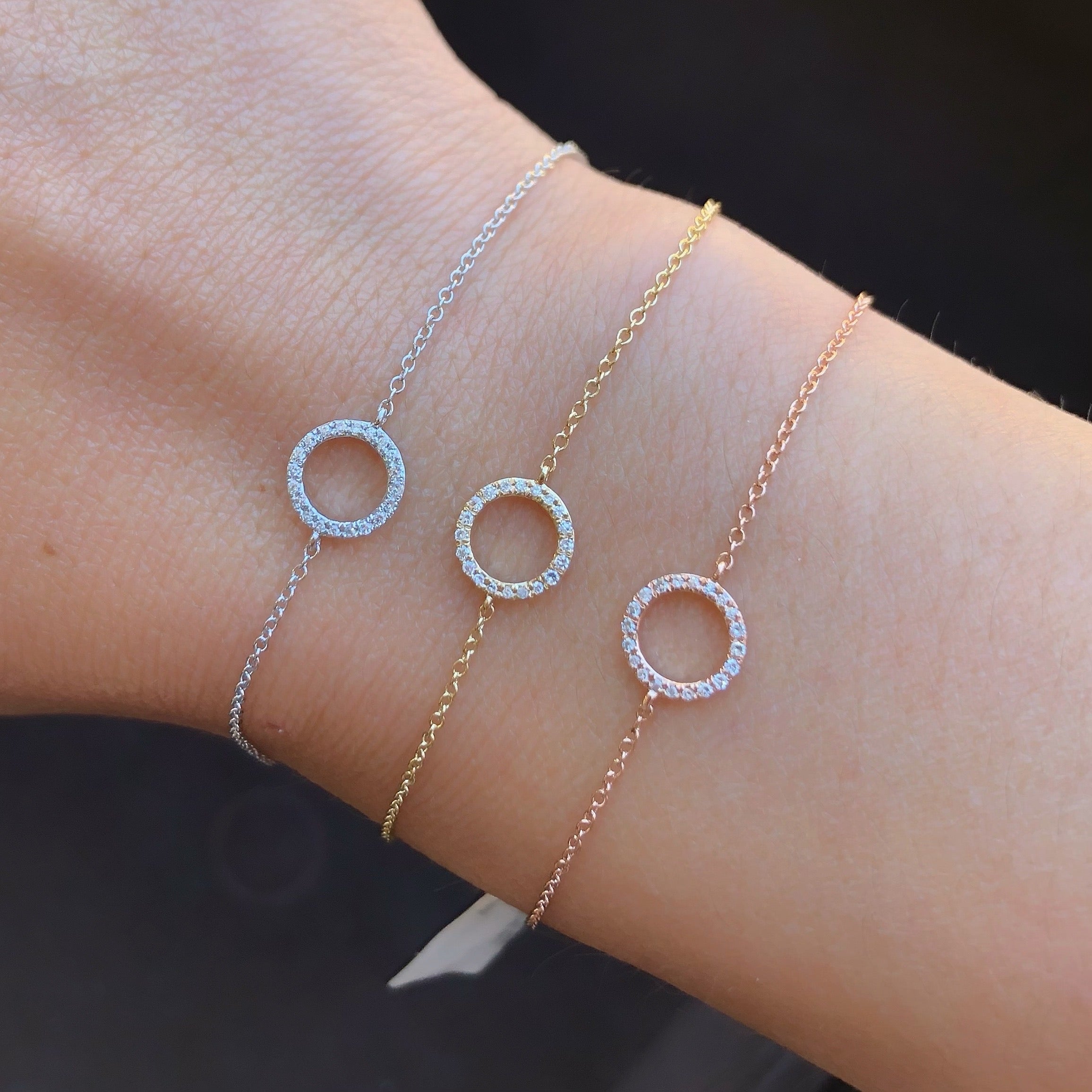 Gold diamond circle bracelet Clearance