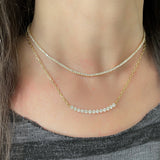 Diamond Curved Bar Chain Necklace