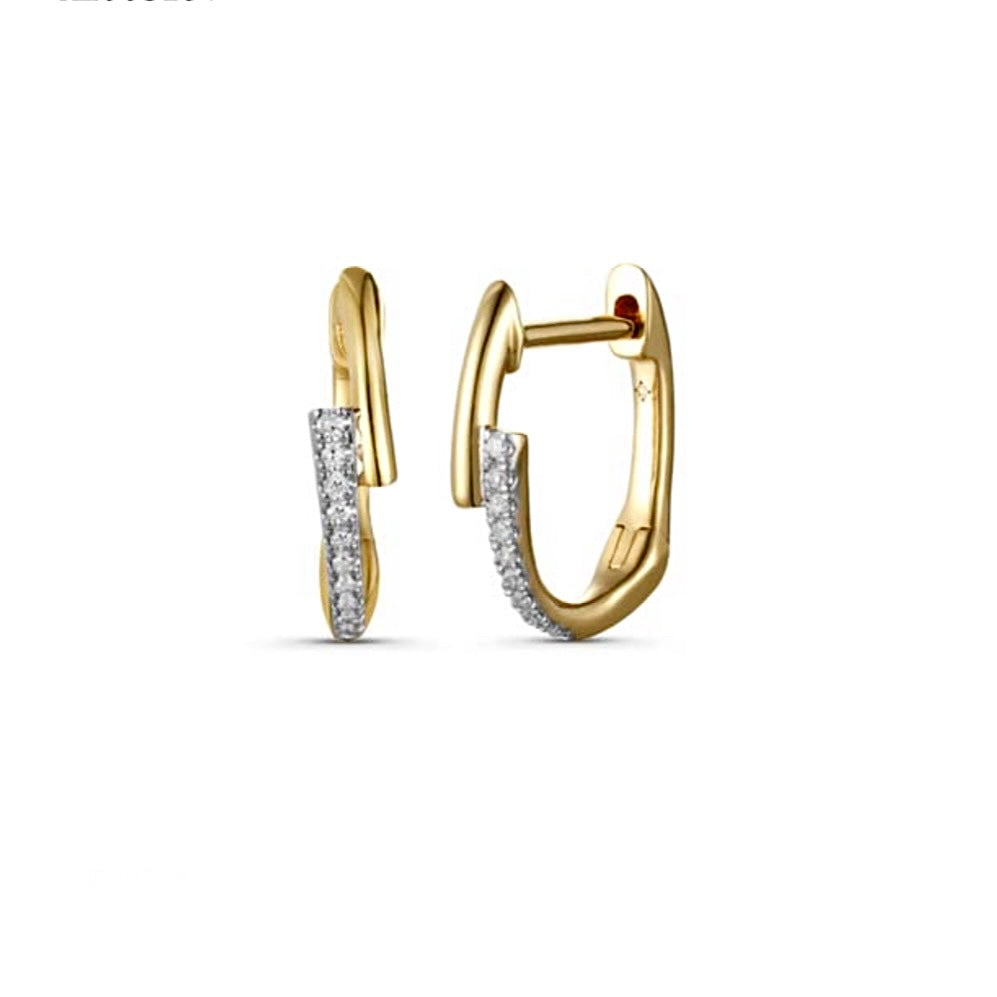 Diamond and Gold Huggie Earrings