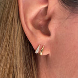 Split Diamond And Gold J Huggie Earring