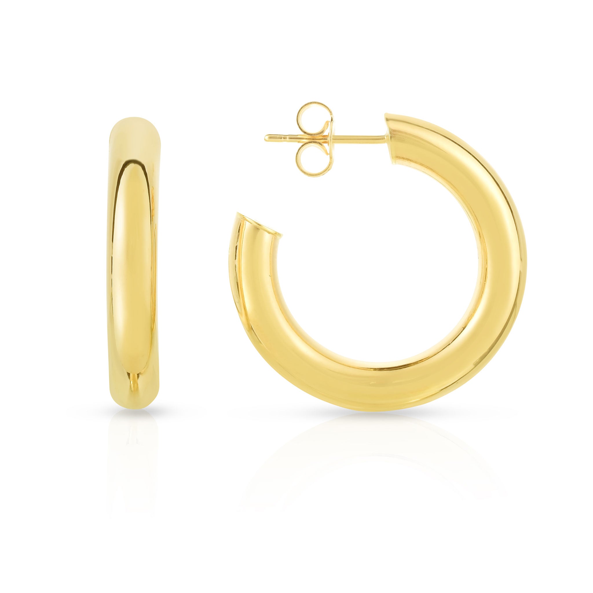 14K Gold 5mm Light Weight Hoop Earring With A Post
