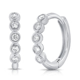 Five Diamond Bezel Huggie Earrings