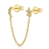 Moon And Star Chain Earring