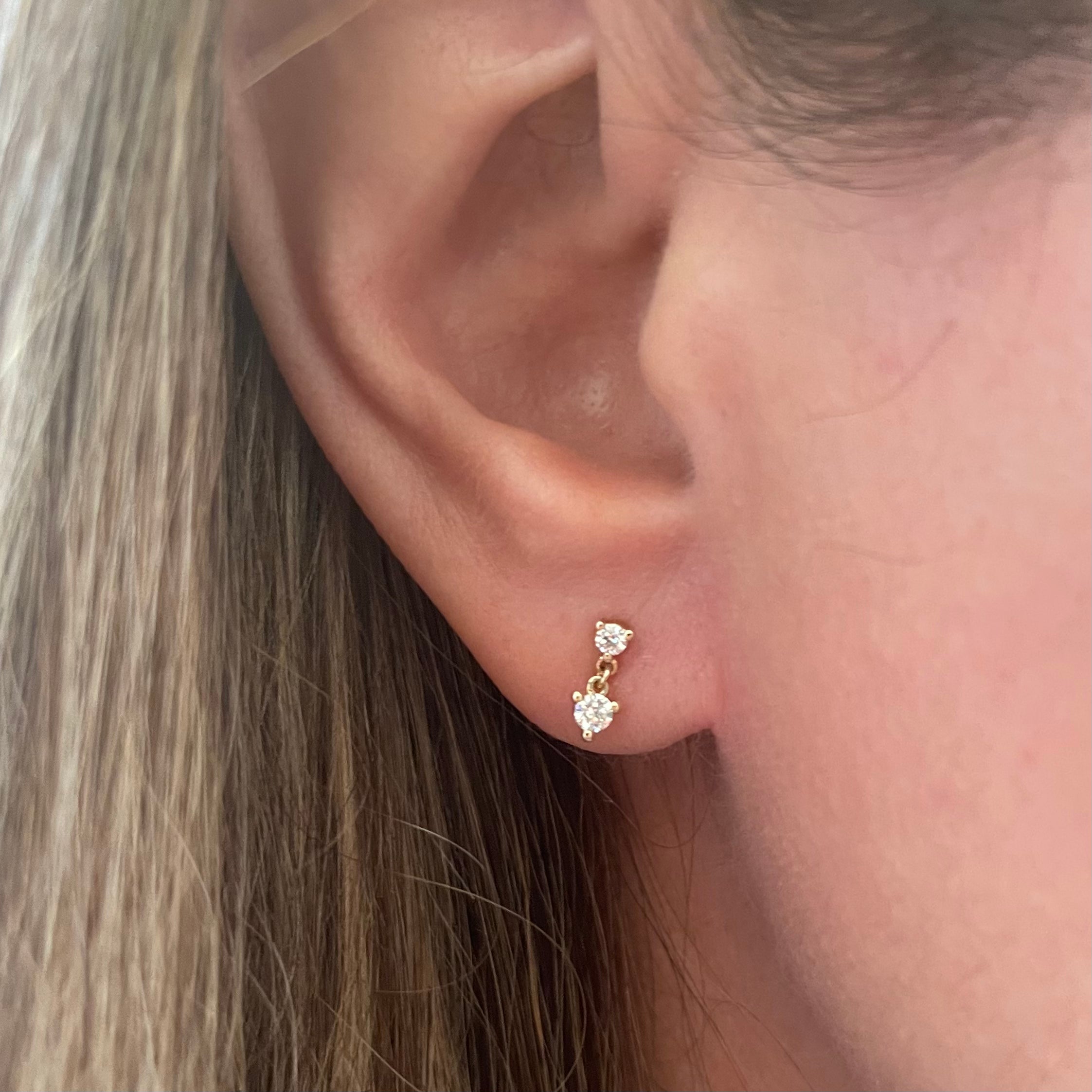 Two Diamond Drop Earrings