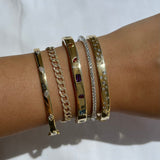 Gold Multi Shape Gemstone Bangle Bracelet