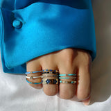 Colorful Enamel Diamond Baguette Rings