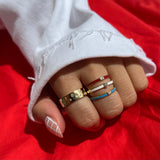 Gold Bezel Set Diamond Enamel Ring
