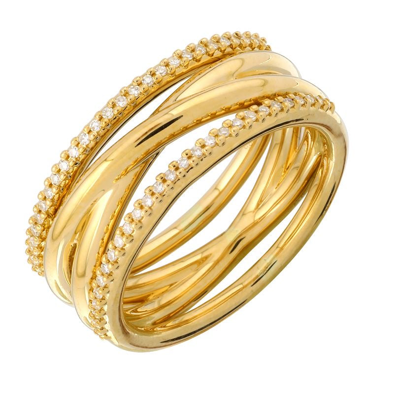 Diamond And Gold X Ring