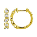 Multi-shape Bezel Set Diamond Huggie Earrings