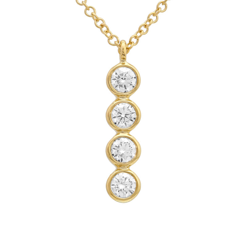 Four Bezel Diamond Drop Necklace