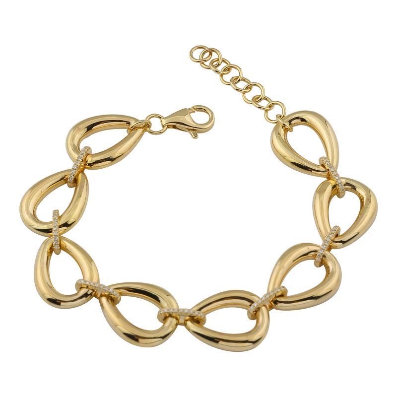 Gold And Diamond Link Bracelet
