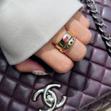 Gold Sapphire Rainbow Inlay Ring