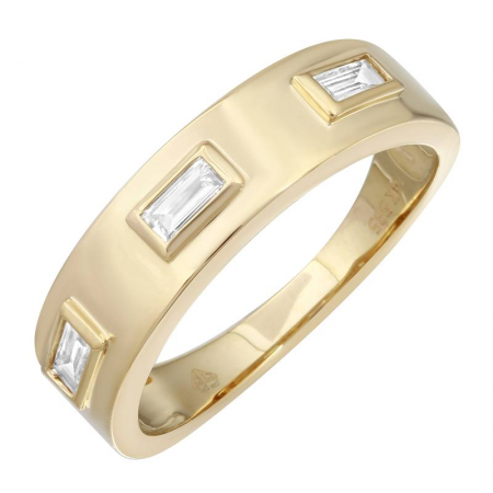 Three Baguette Gold Band Ring
