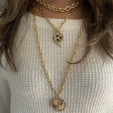 Medium Gold Rounded Square Chain Link Necklace