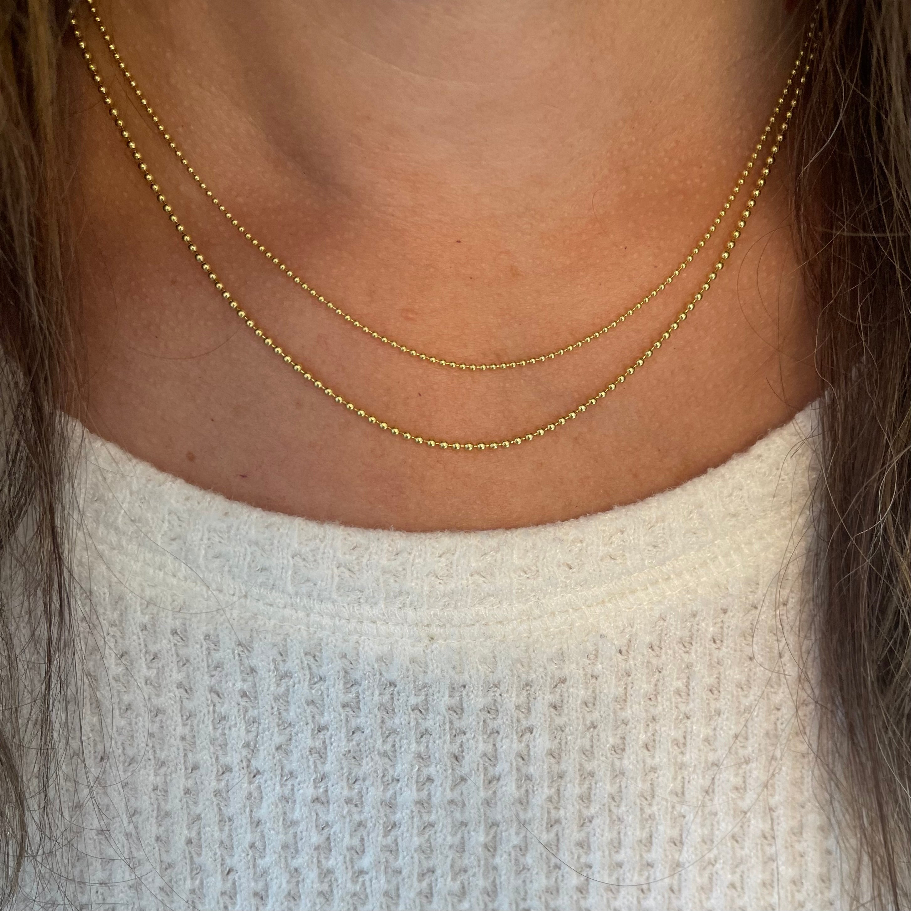 Ball Chain Necklace, Yellow Gold / 18 Inches and 1.2mm