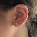 Mini Pave Diamond Heart Stud Earring