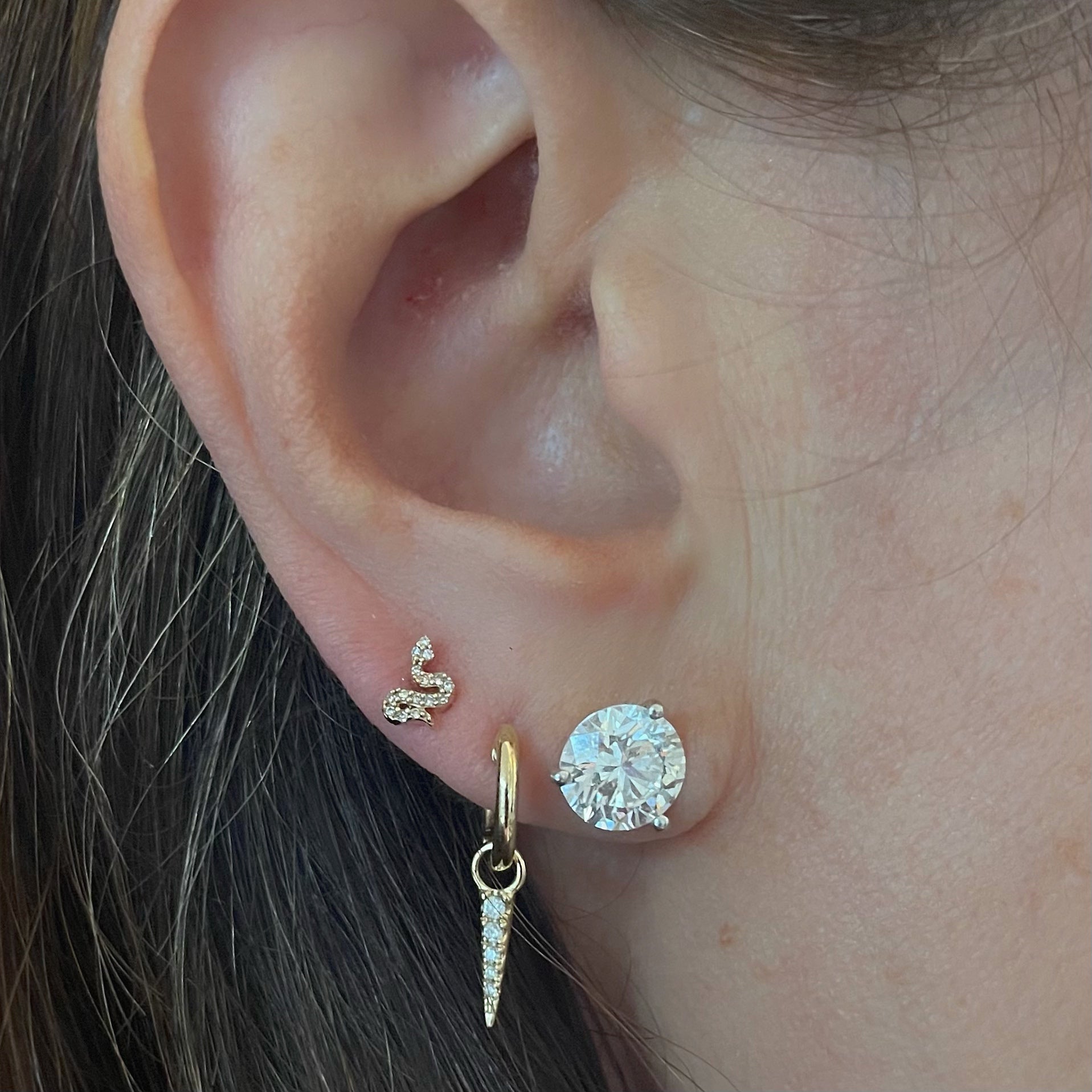 Small Diamond Snake Stud Earrings
