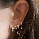 Diamond And Gold Wide Huggie Earrings