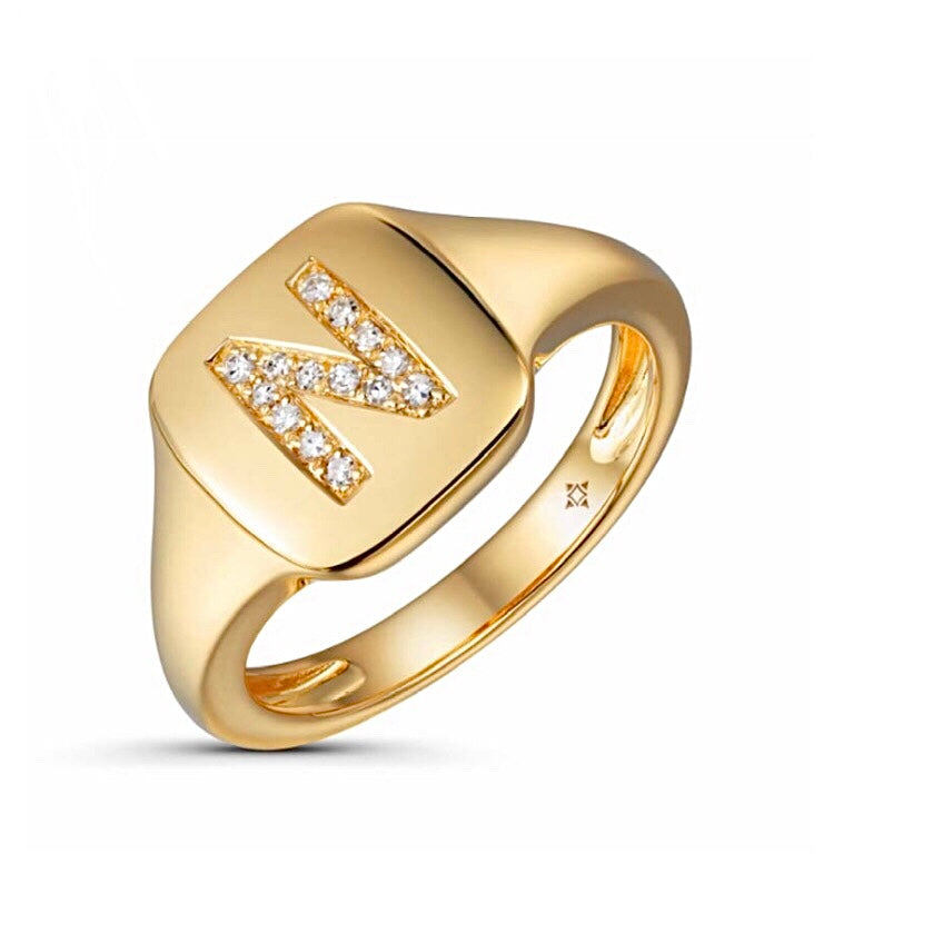 Initial Signet Pinky Ring