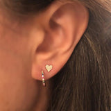 Mini Pave Diamond Heart Stud Earring
