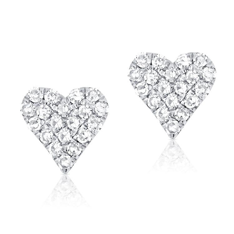 Mini Pave Diamond Heart Stud Earring