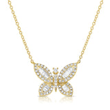 Butterfly Baguette Diamond Necklace