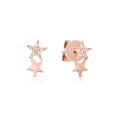 Diamond And Gold Double Star Earrings
