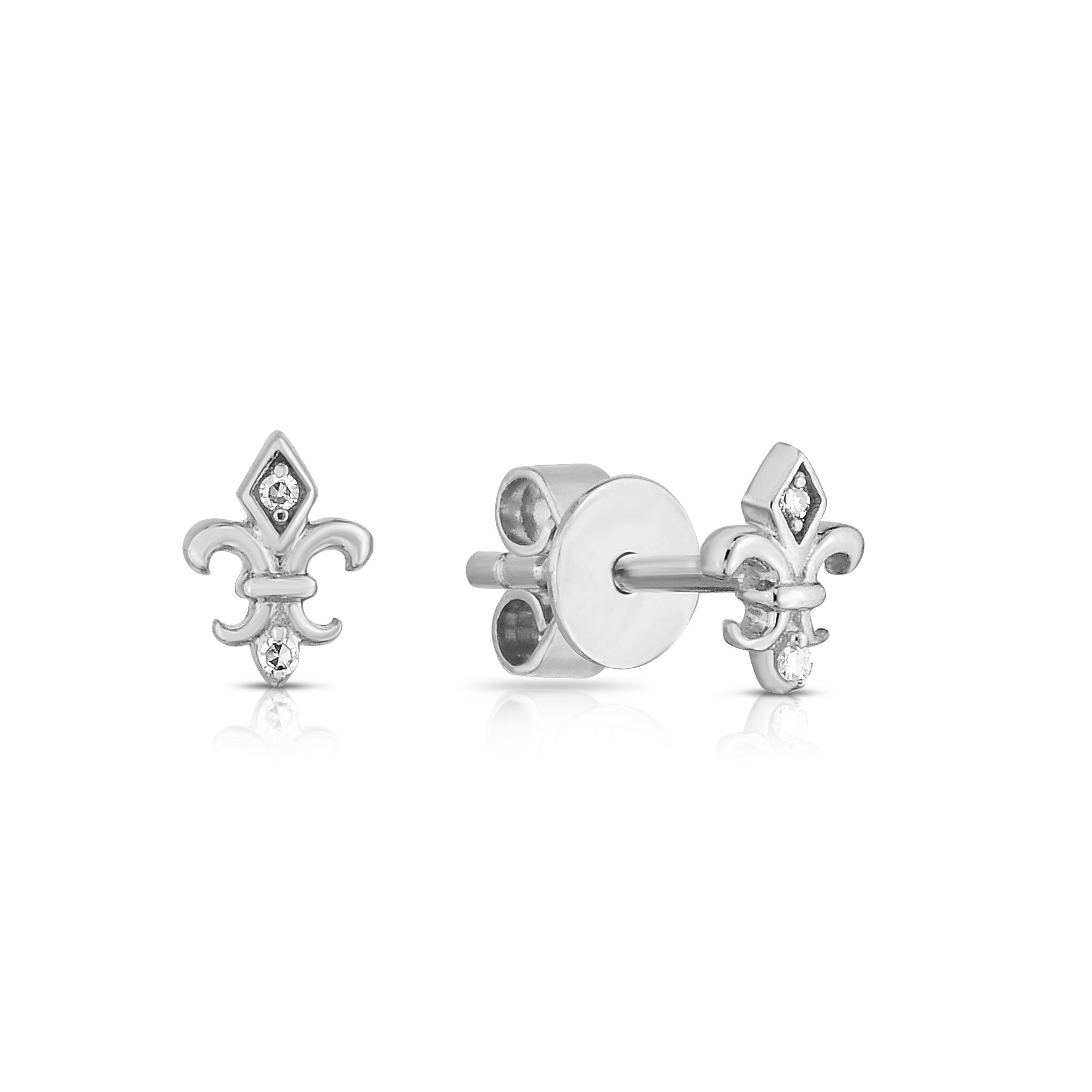 Fleur de lis diamond stud earrings Clearance