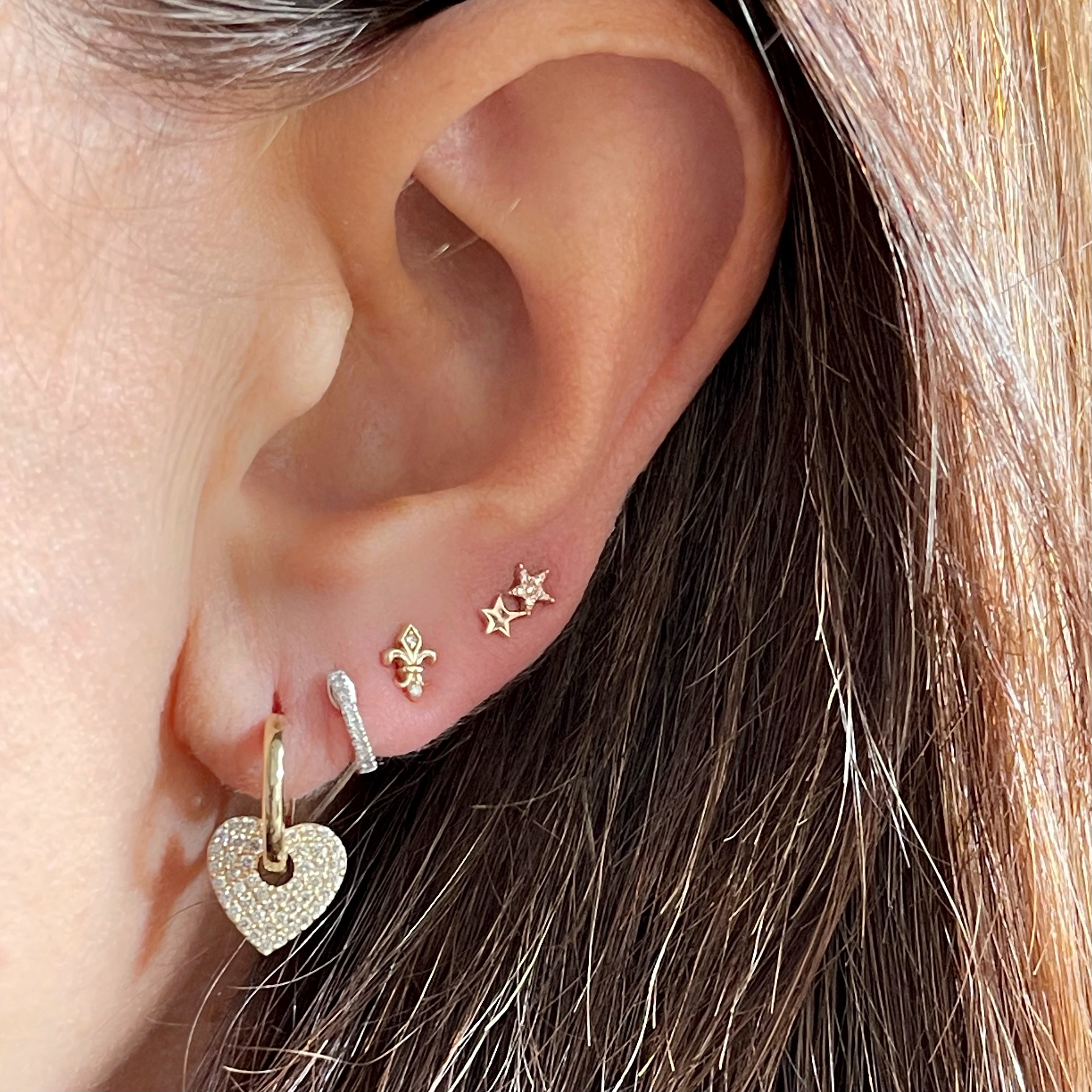 Diamond And Gold Double Star Earrings