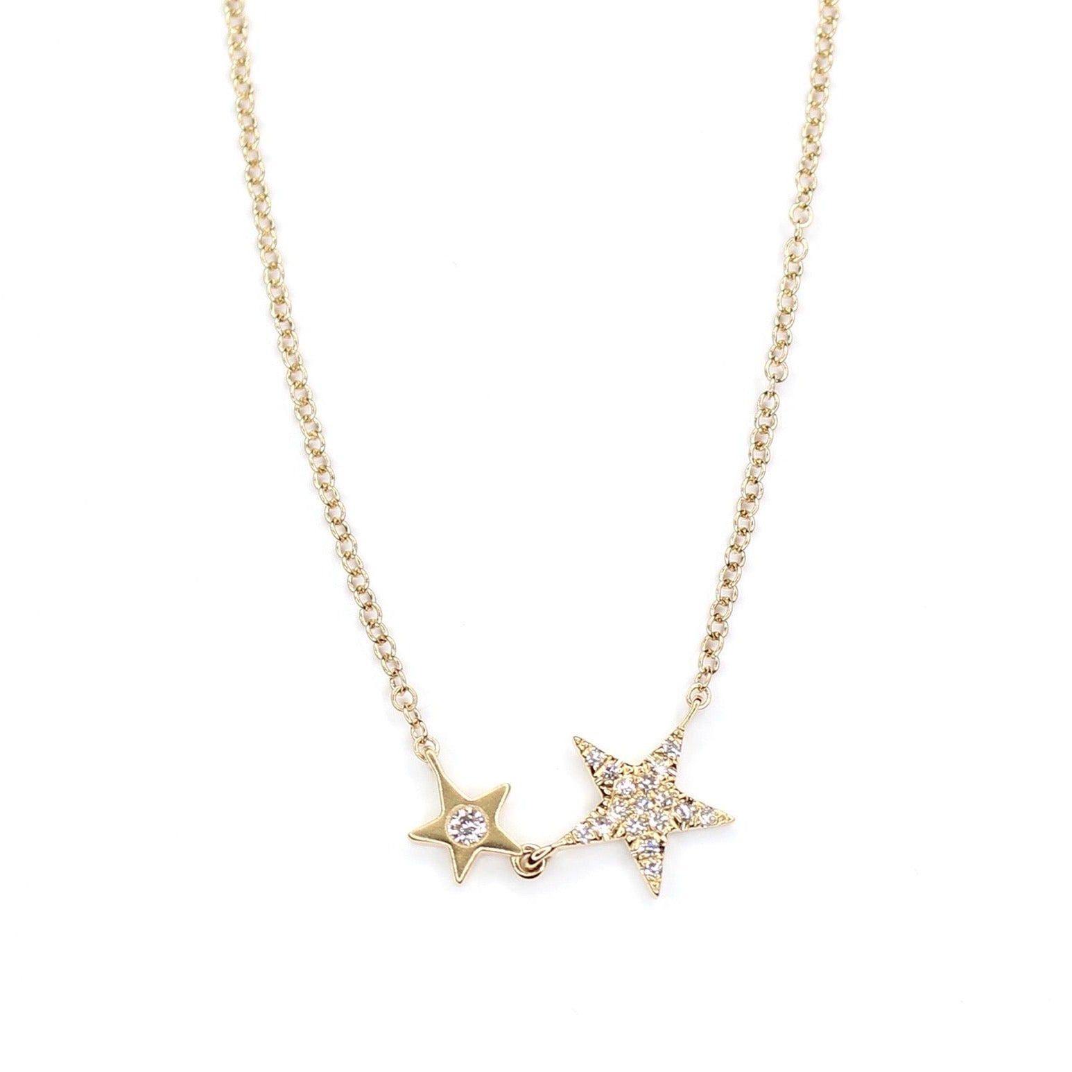 Diamond Double Star Necklace