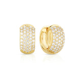 Rounded Wide Diamond Huggie Earrings