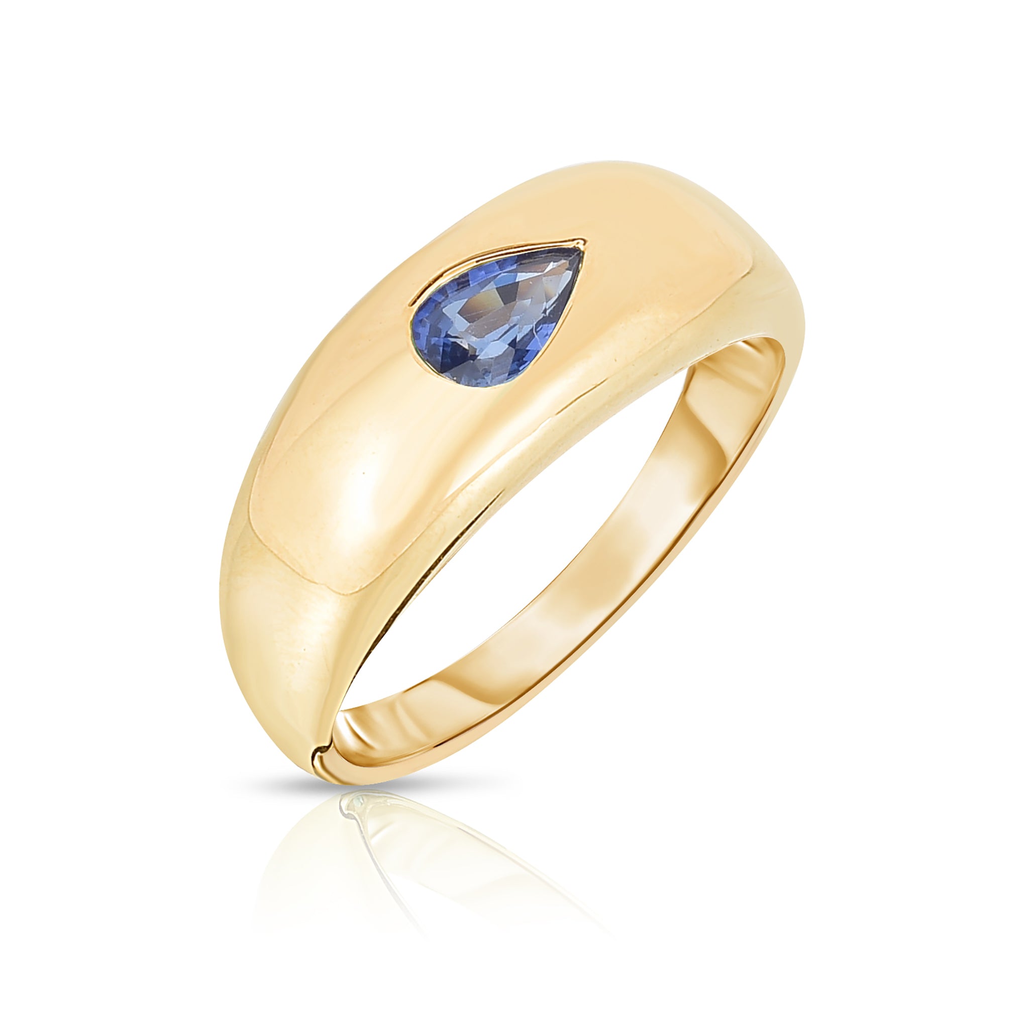 Gold And Pear Shaped Sapphire Ring