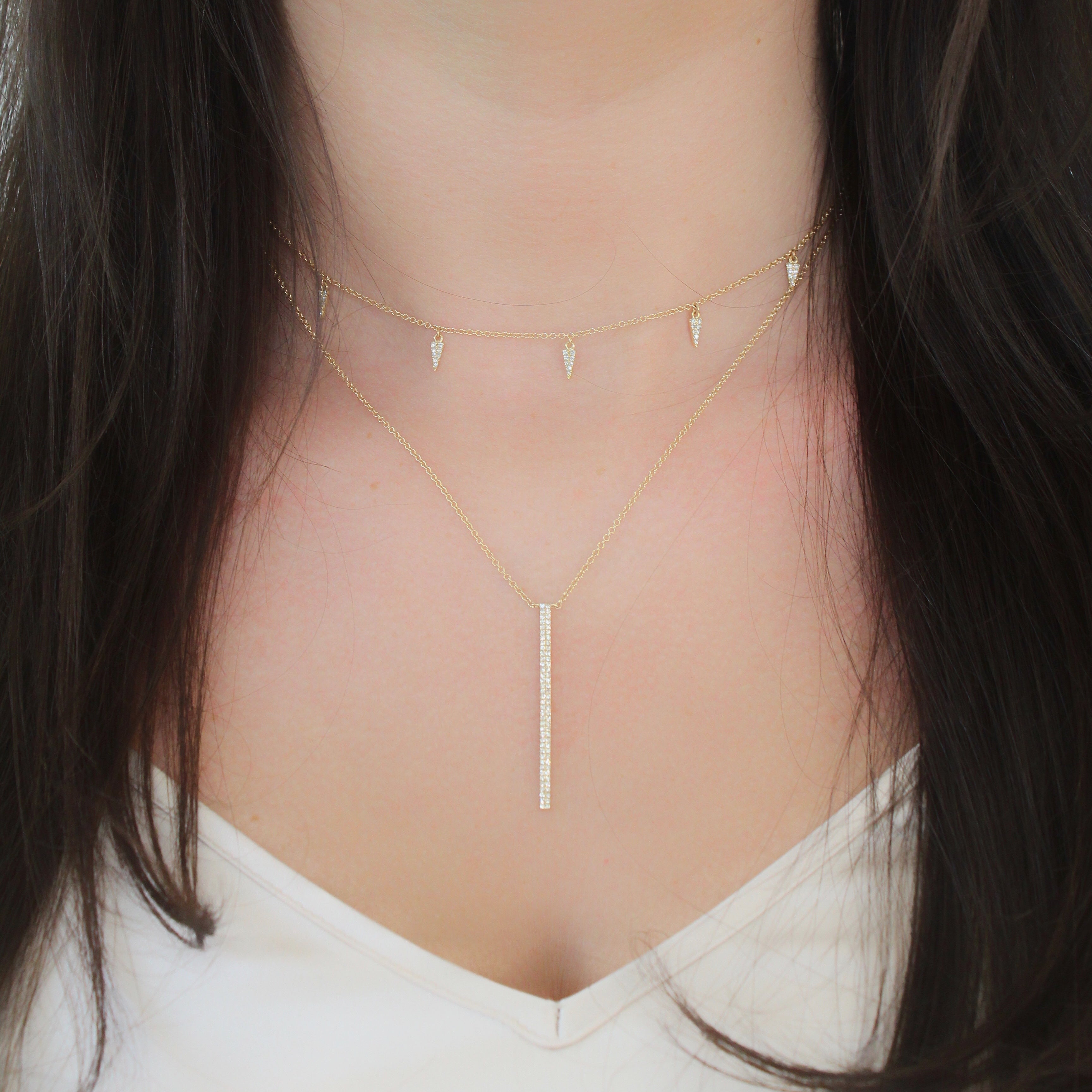 Medium Diamond Vertical Bar Necklace