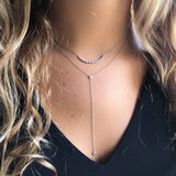 Gold And Diamond Bezel Lariat Necklace