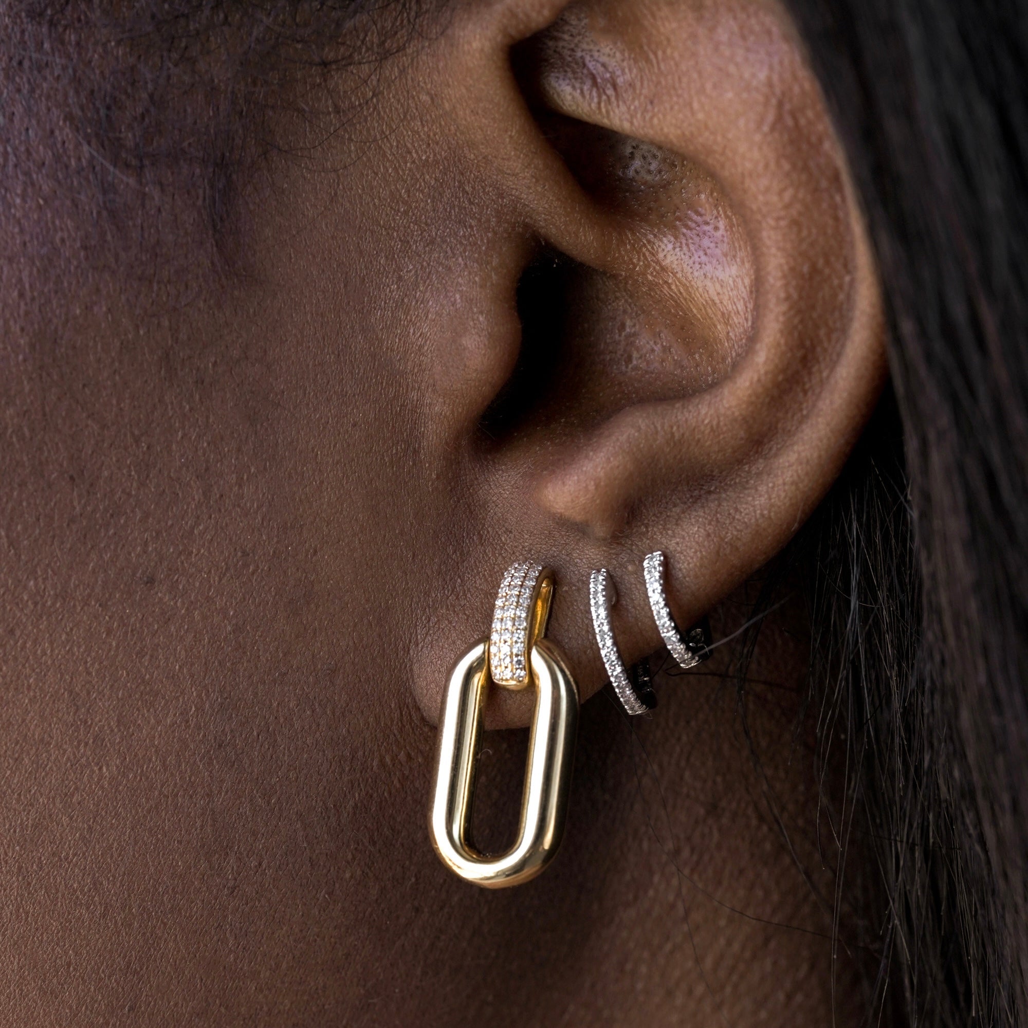Diamond And Gold Bubble Link Earrings