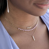 Four Bezel Diamond Drop Necklace