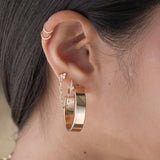 Gold Flat Hollow Hoop Earrings