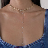 Single Diamond Link Chain Necklace