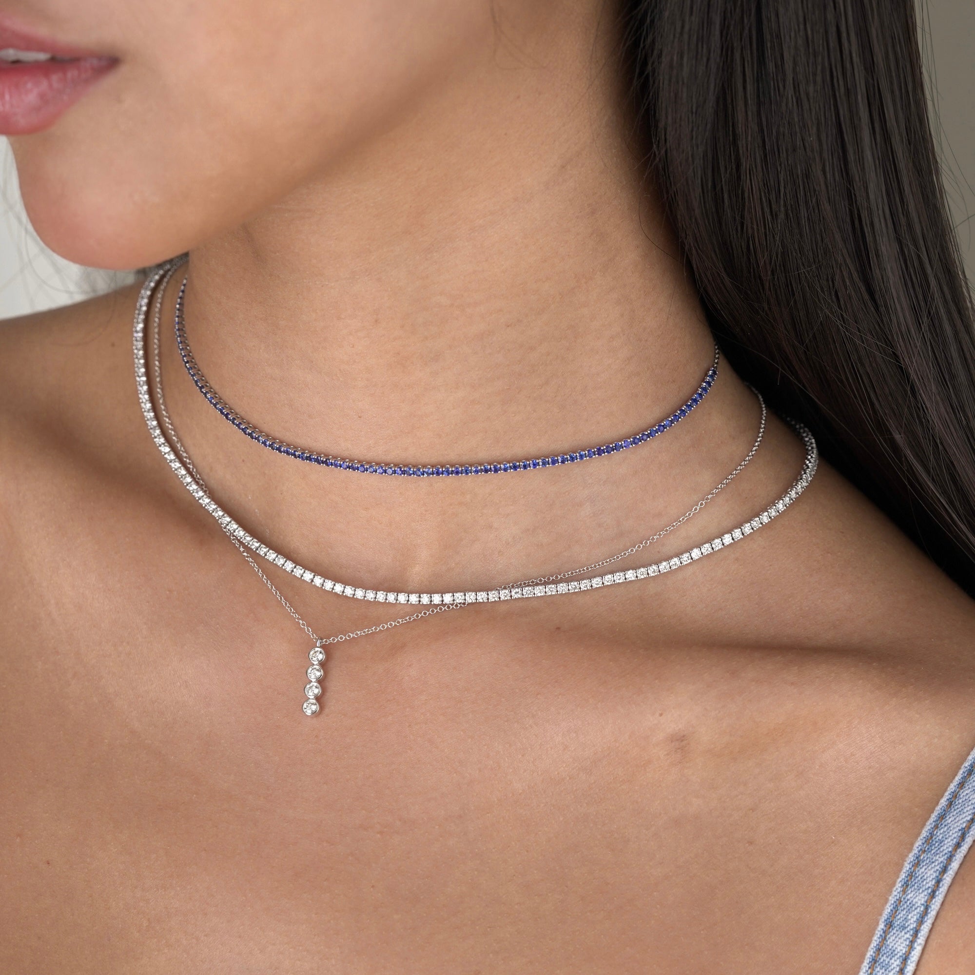 14k White Gold Four Prong Tennis Necklace