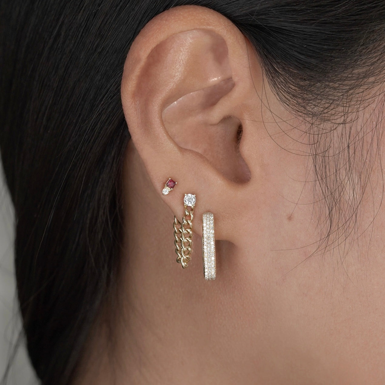 Gemstone And Diamond Stud Earrings