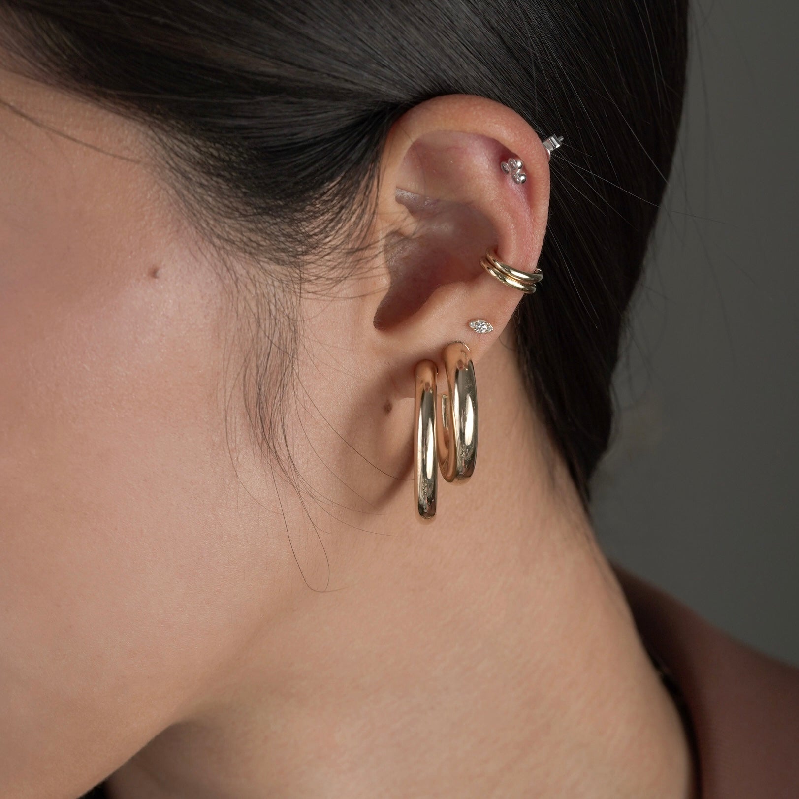 14k Hollow Hoop Earring With A Post