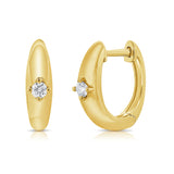 Gold Huggie With Diamond Earrings